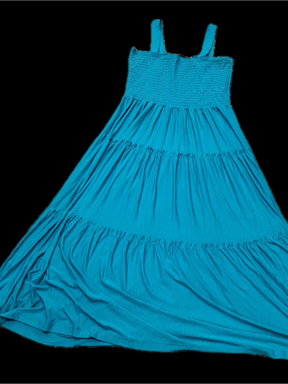 Blue Smocked Tiered Sundress with Straps size L